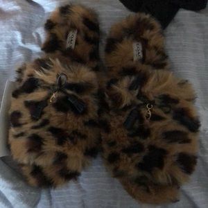 Coach fur slippers